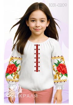 Пошита сорочка на дівчинку, льон (1031-0209)