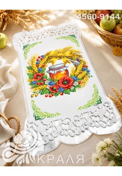 Рушник з перфорованим мереживом та атласною підкладкою (4560-9144) Рушник з перфорованим мереживом та атласною підкладкою (4560-9144)