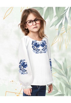 Пошита сорочка на дівчинку, білий льон (11728)