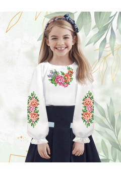 Пошита сорочка на дівчинку, білий льон (11738)