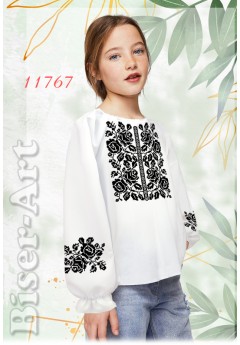 Пошита сорочка на дівчинку, білий льон (11767)