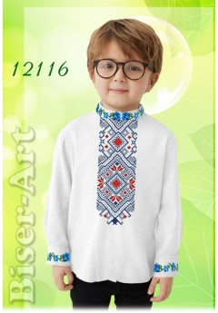 Пошита хлопчача сорочка, льон білий (112116)