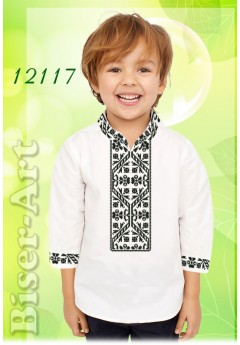 Пошита хлопчача сорочка, льон білий (112117)