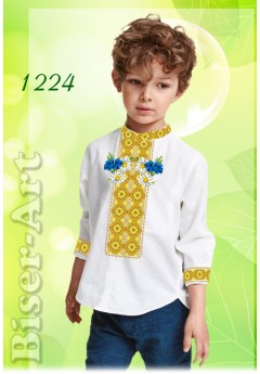 Пошита хлопчача сорочка, льон білий (11224)