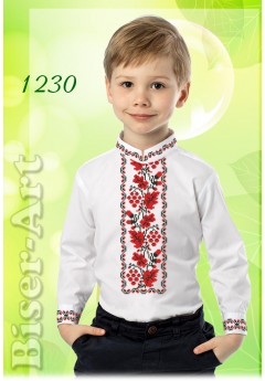 Пошита хлопчача сорочка, льон білий (11230)