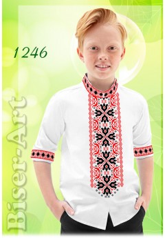 Пошита хлопчача сорочка, льон білий (11246)