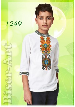 Пошита хлопчача сорочка, льон білий (11249)