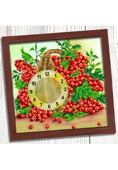 Годинник для вишивки бісером (нитками) Кошик калини (3030027)