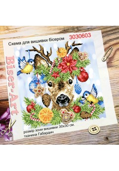 Схема для вишивки бісером або нитками «Новорічний олень» (3030603)