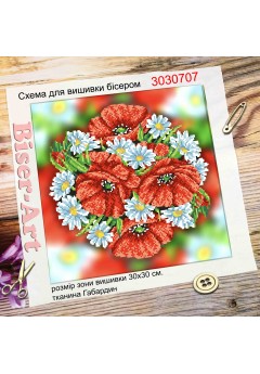 Схема для вишивки бісером або нитками Маки і ромашки (3030707)