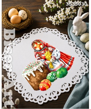 Пасхальна серветка з перфорованим мереживом (3535030)