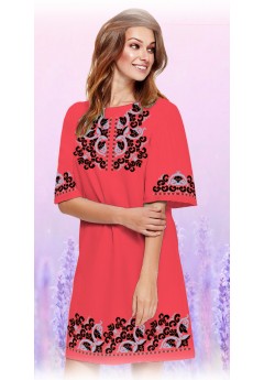 Плаття, кораловий габардин (6091-13)