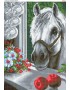 Схема вишивки бісером (хрестиком) «Кінь у вікні (638)»