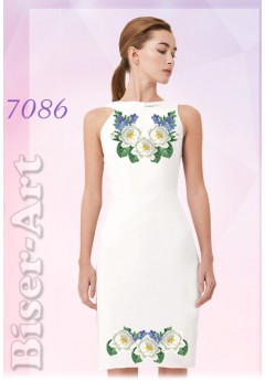 Плаття без рукавів, льон білий (7086) Плаття без рукавів, льон білий (7086)