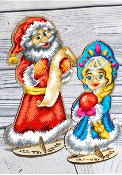 Дід Мороз та Снігуронька з фанери під вишику бісером (93040502)
