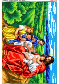Схема вишивки бісером (нитками) Ісус і діти (A3008)