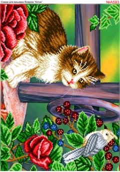 Схема вишивки бісером (хрестиком) «Котик (A593)» Схема вишивки бісером (хрестиком) «Котик (A593)»