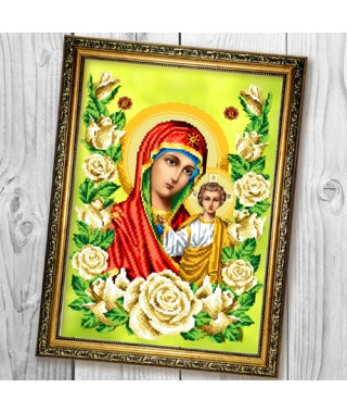 Схема вишивки бісером (хрестиком) «Божа Матір Казанська» в трояндах (A679) Схема вишивки бісером (хрестиком) «Божа Матір Казанська» в трояндах (A679)