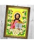 Схема вишивки бісером (нитками) «Ісус Христос Вседержитель» в трояндах (A680)