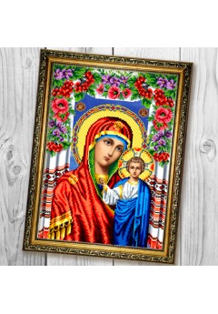 Схема вишивки бісером (хрестиком) «Божа Матір Казанська» в квітах (A682) Схема вишивки бісером (хрестиком) «Божа Матір Казанська» в квітах (A682)
