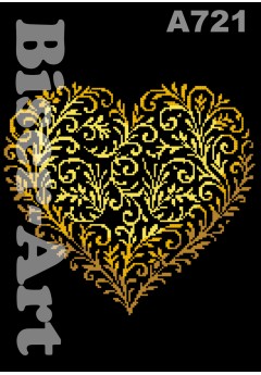 Схема для вишивки бісером (нитками) Золоте серце (A721)
