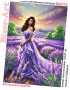 Схема для вишивки бісером (нитками) Леді у лавандовому полі (A779)