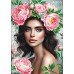Схема для вишивки бісером (нитками) Дівчина з півоніями (A805)