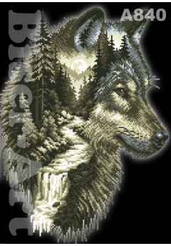 Схема для вишивки бісером (нитками) Срібний вовк (A840)