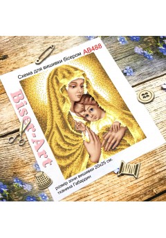 Схема вишивки бісером (хрестиком) Мадонна з немовлям в золоті (AB488) Схема вишивки бісером (хрестиком) Мадонна з немовлям в золоті (AB488)