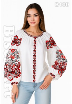 Жіноча сорочка, білий льон (B100)