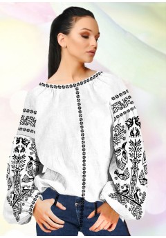 Жіноча сорочка, білий льон (B109)