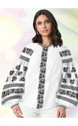 Жіноча сорочка, білий льон (B112)