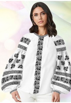 Жіноча сорочка, білий льон (B112)