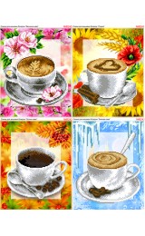 Набір схем вишивки бісером (хрестиком) Кава (4шт) (B244)