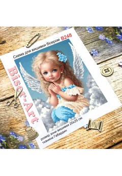 Схема вишивки бісером (хрестиком) Янголятко на хмаринках (B248) Схема вишивки бісером (хрестиком) Янголятко на хмаринках (B248)