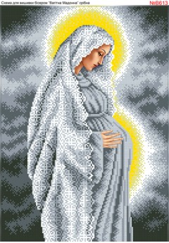 Схема для вишивки бісером (нитками) Діва Марія вагітна в сріблі (B613) Схема для вишивки бісером (нитками) Діва Марія вагітна в сріблі (B613)