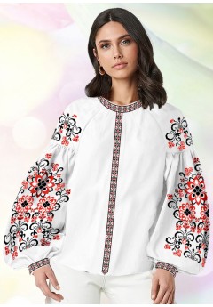 Жіноча сорочка, білий льон (B65)