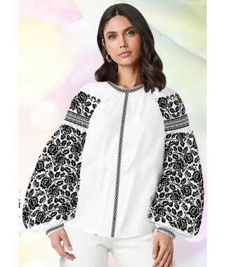 Жіноча сорочка, білий льон (B68)