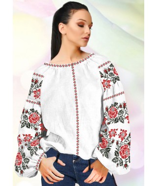 Жіноча сорочка, білий льон (B96)