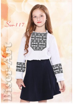 Заготовка для вишивки сорочки на дівчинку, габардин білий (Sor117)